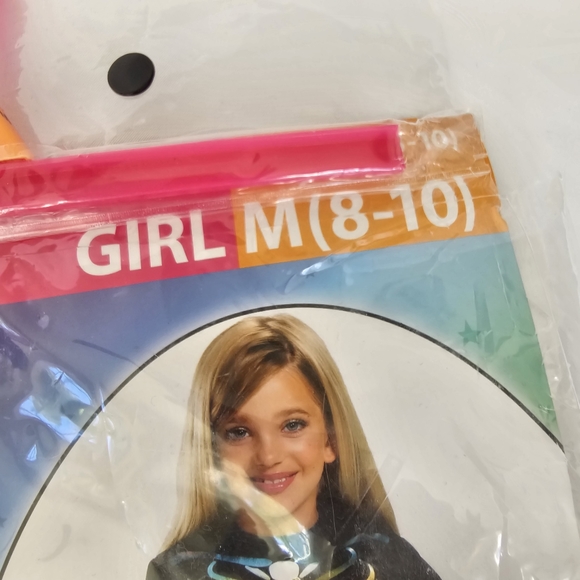 Girls FLASHY BONES Rainbow Skeleton Costume Size Large Leggings Gloves - Picture 6 of 6